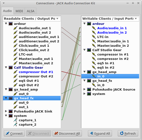 QjackCtl connections